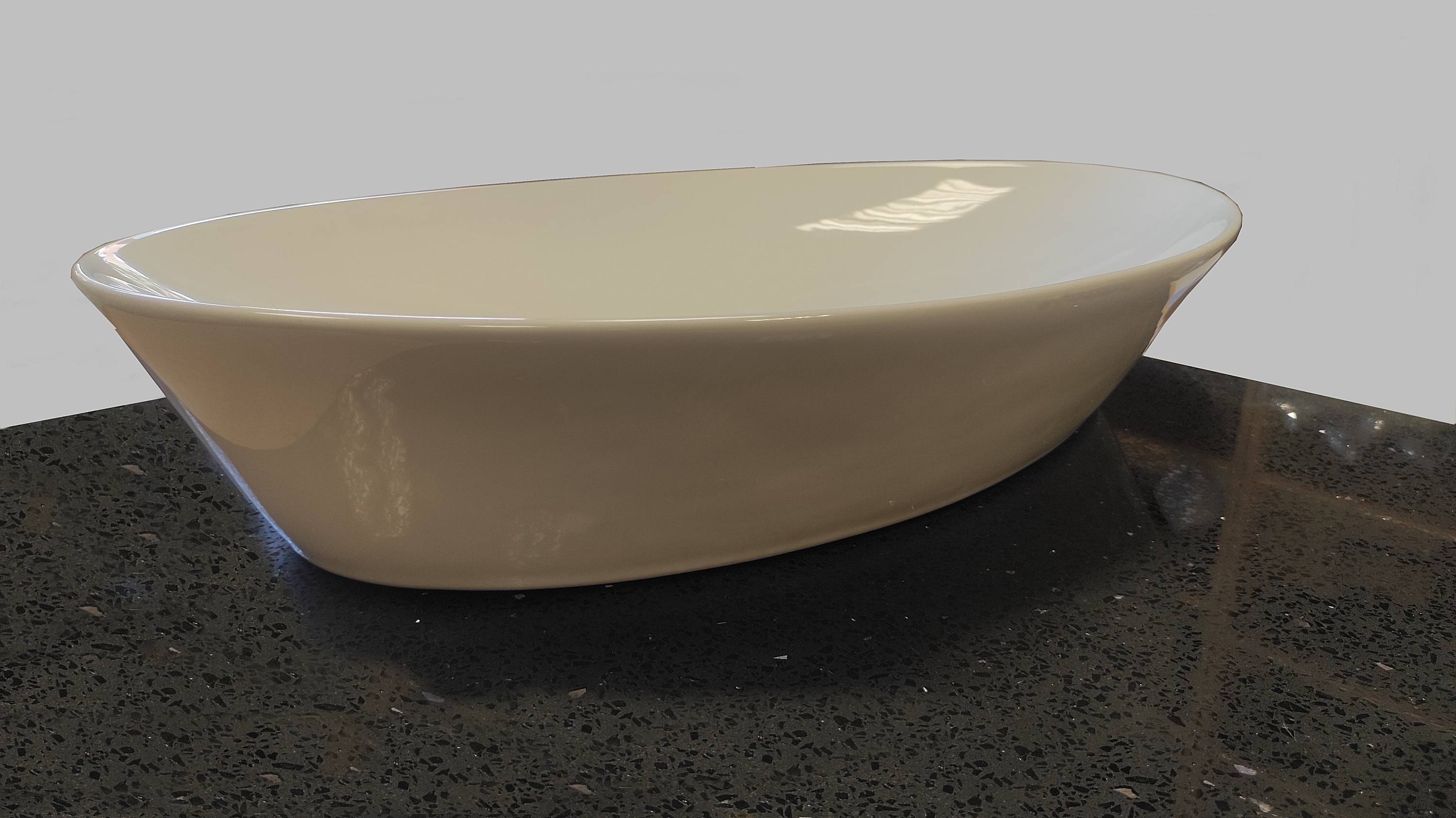 Design Aufsatzbecken Waschbecken Keramik weiß oval 61,5 cm x 37,5 cm x 12 cm 