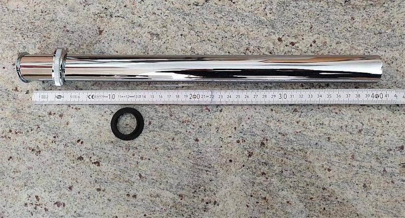 Universal Tauchrohr Für Siphon 30cm - Verchromtes Abflussrohr Mit Mutter & Dichtung